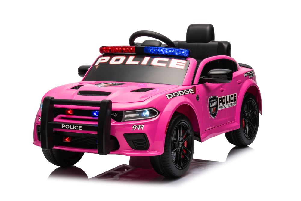 Vienvietīgs elektromobilis Dodge Charger Police Pink