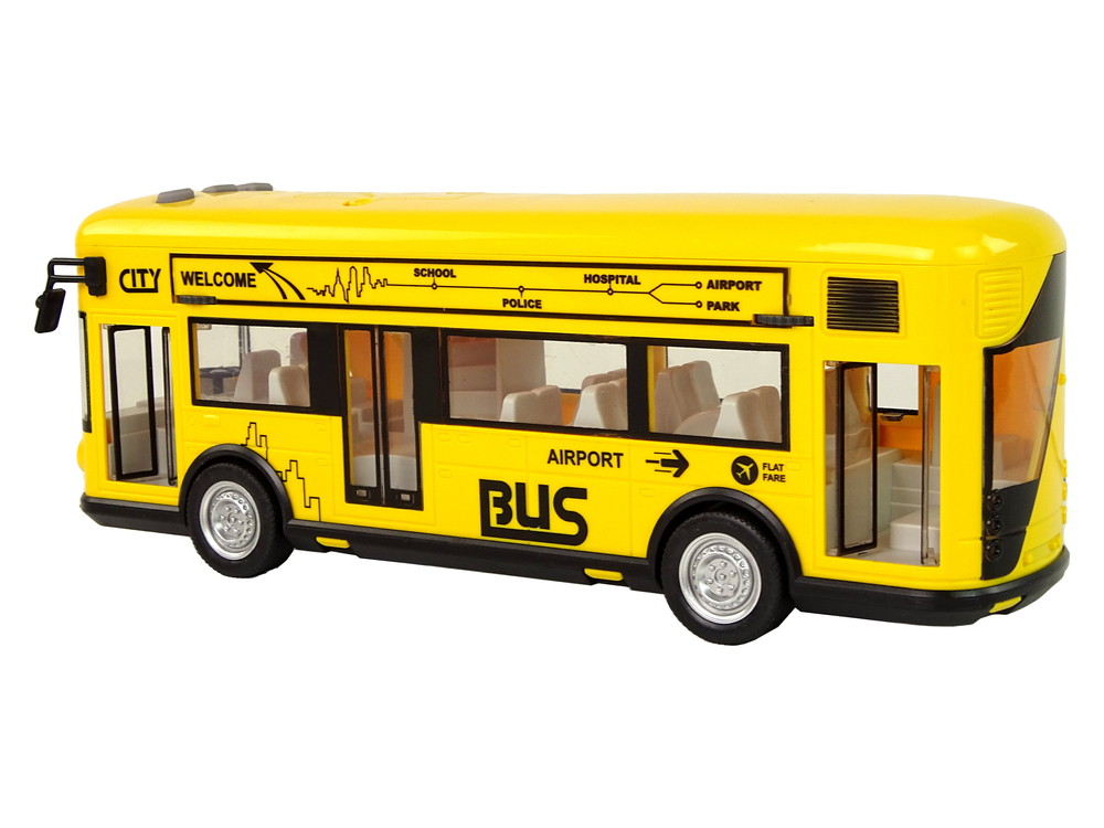 Yellow City Bus With Friction Drive 1:18