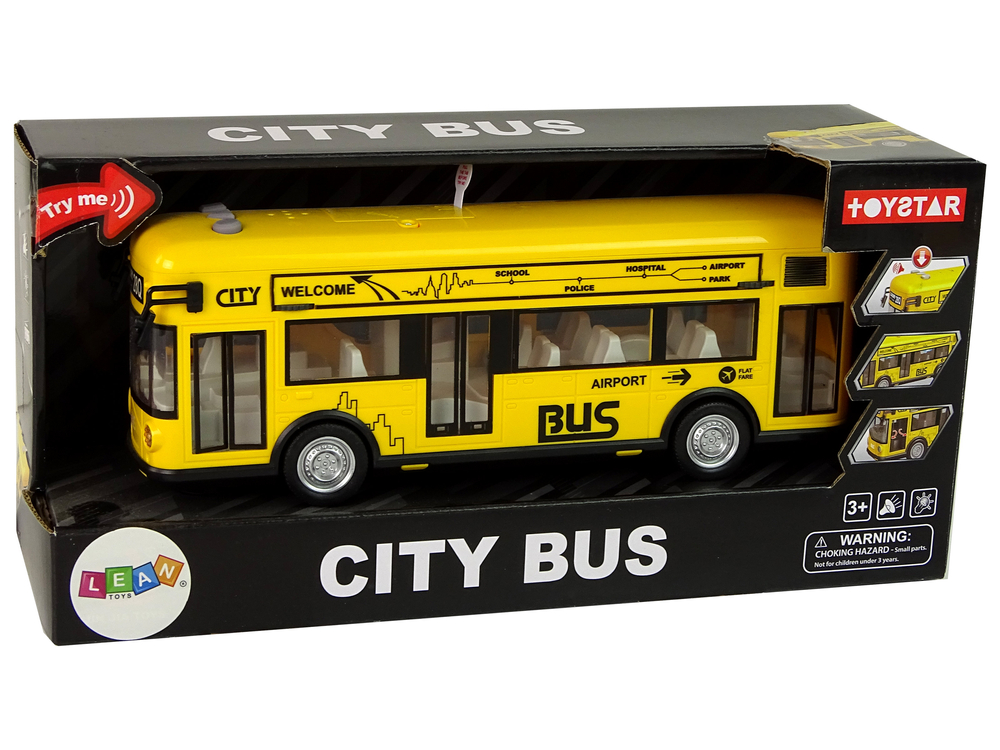 Yellow City Bus With Friction Drive 1:18