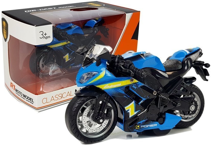 Sports Motorcycle with Sounds 1:14 Blue