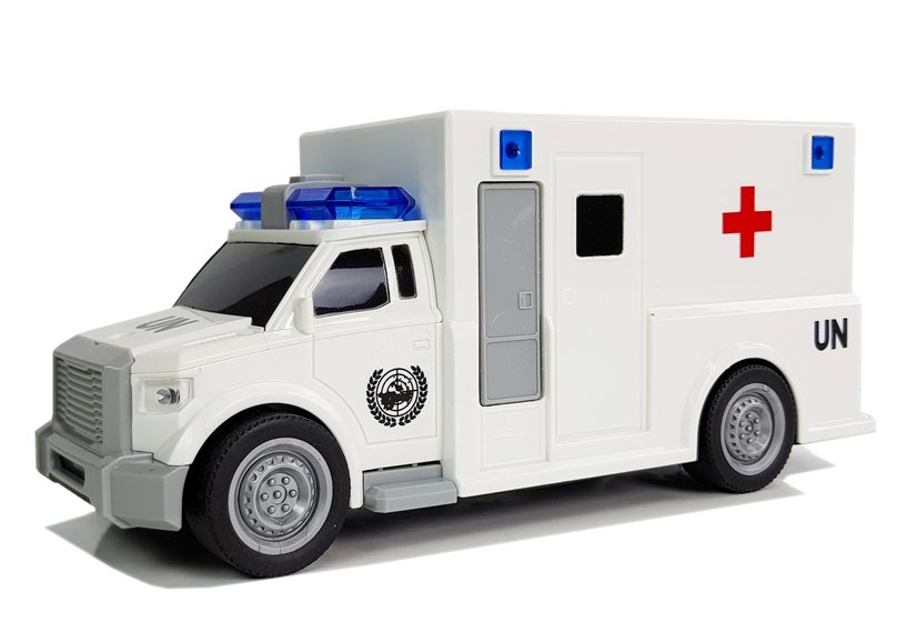 Auto Ambulance with friction drive white 1:20 with sound