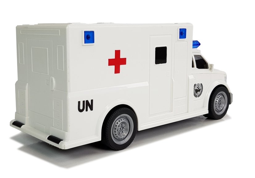 Auto Ambulance with friction drive white 1:20 with sound