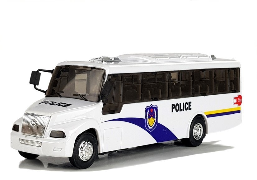 White Police Bus with Strung Sound