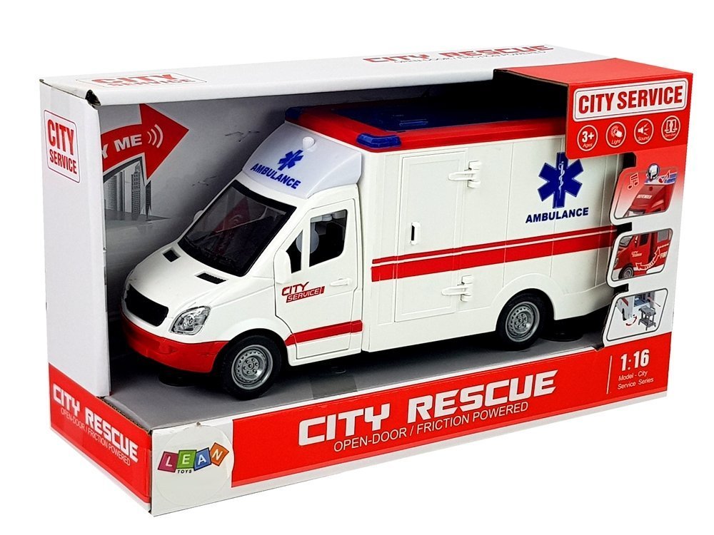 Friction Drive Ambulance 1:16 Sound Lights