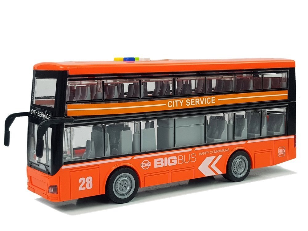 Double-decker Bus with Friction Drive Sound Lights 1:16 Orange