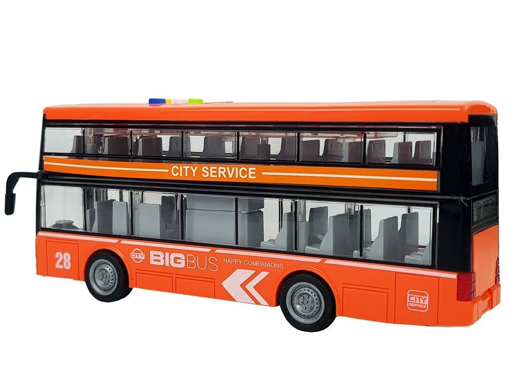 Double-decker Bus with Friction Drive Sound Lights 1:16 Orange