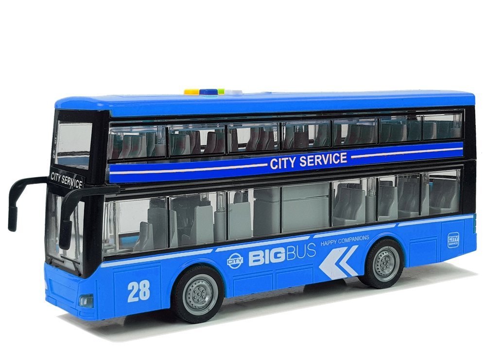 Double-decker Bus with Friction Drive Sound Lights 1:16 Blue