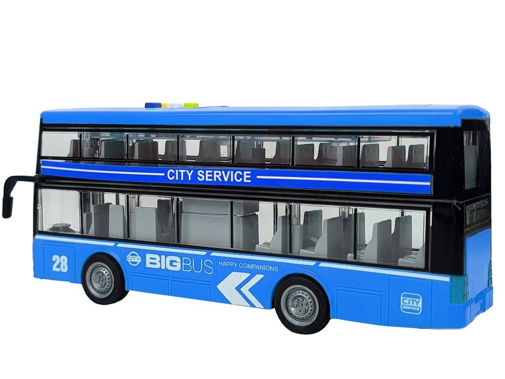 Double-decker Bus with Friction Drive Sound Lights 1:16 Blue