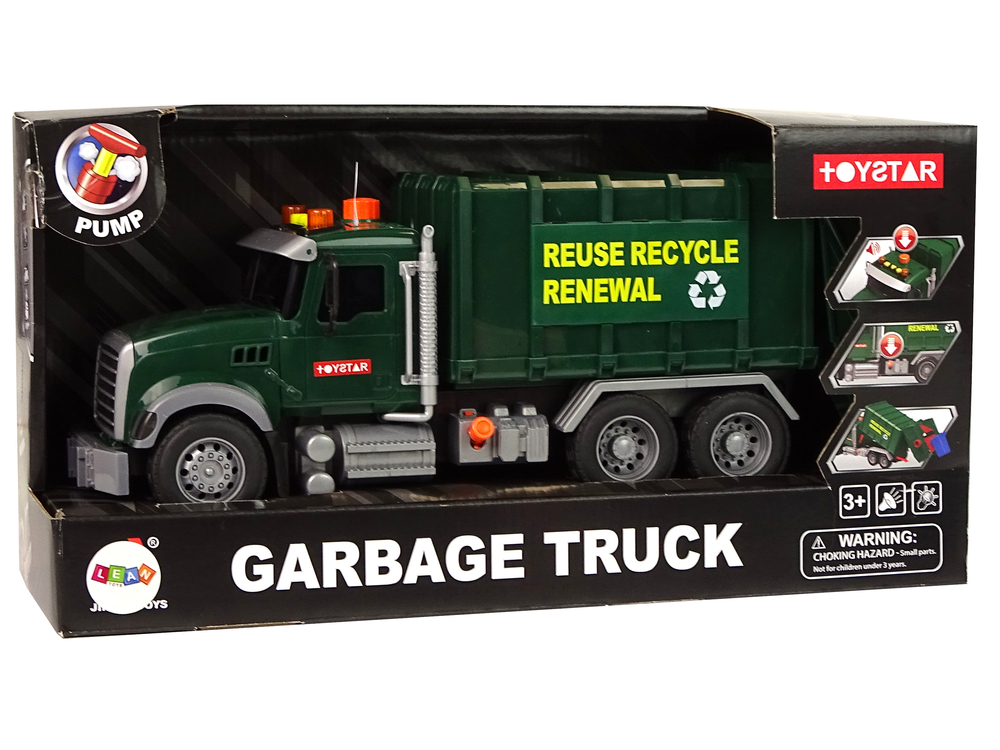 Rubbish Truck Bins Dark Green Sounds Lights