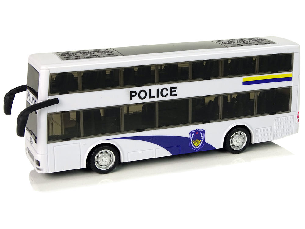 White Double-decker Police Bus with Pull Down Sound