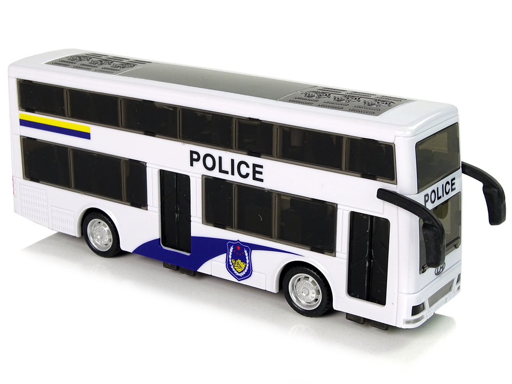 White Double-decker Police Bus with Pull Down Sound