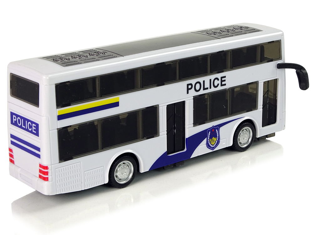 White Double-decker Police Bus with Pull Down Sound