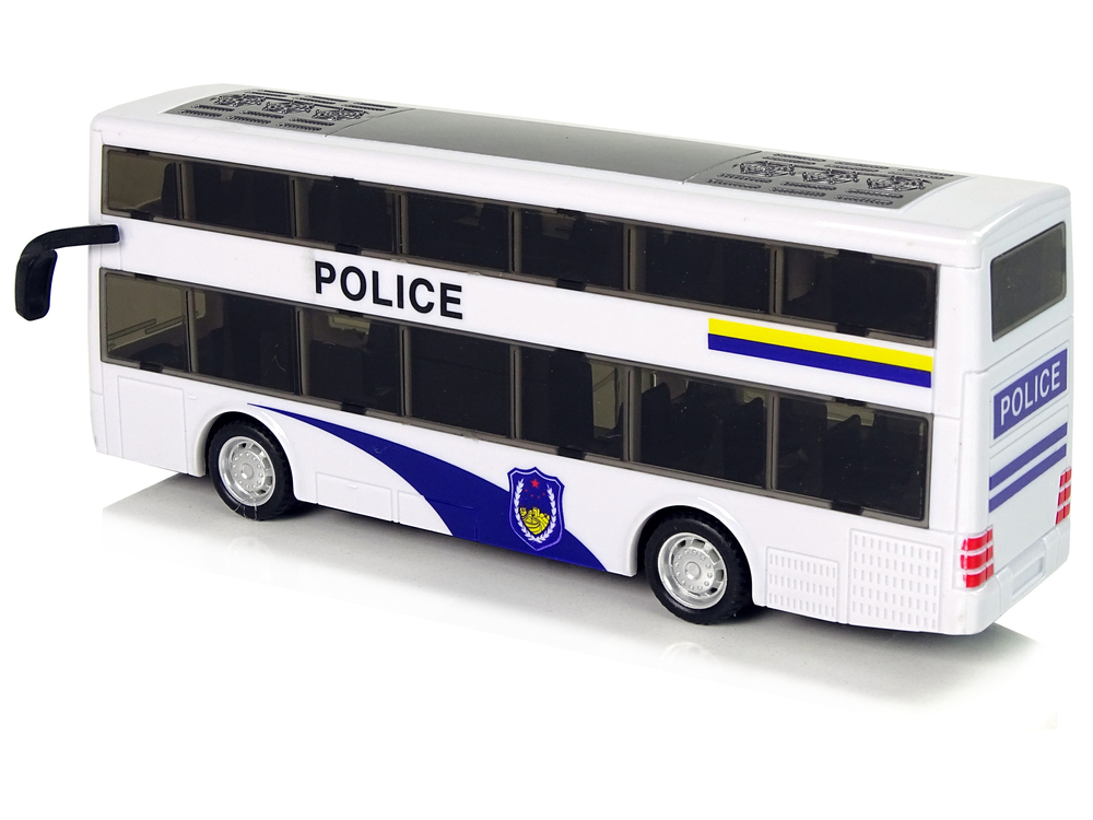 White Double-decker Police Bus with Pull Down Sound