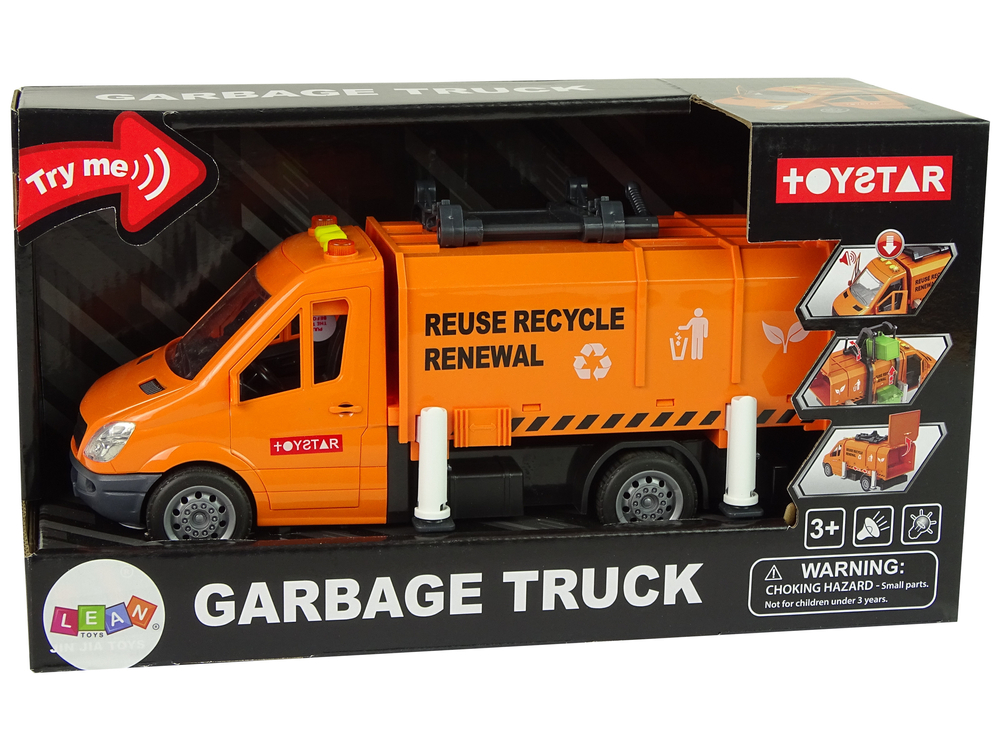 Rubbish Truck with Friction Drive Sound Effects Orange