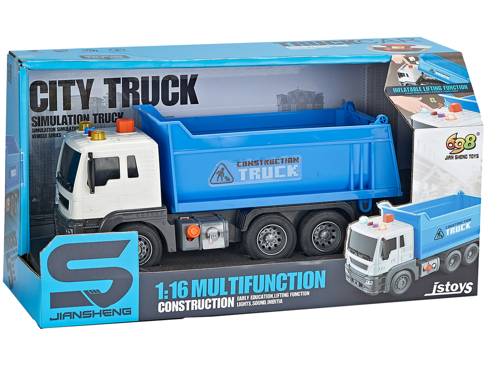 Construction Vehicle Tipper Truck 1:16 Blue Lift Trailer