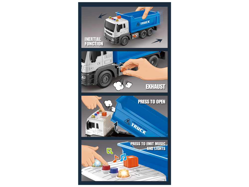 Construction Vehicle Tipper Truck 1:16 Blue Lift Trailer