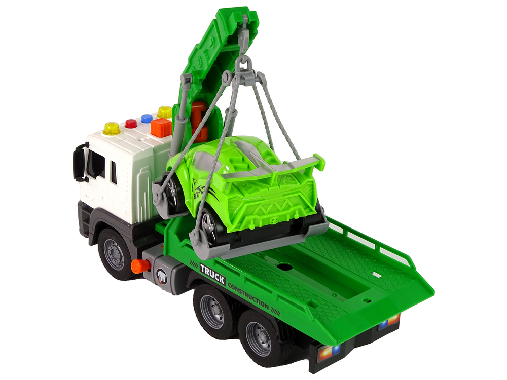 Car Transporter Roadside Assistance Tow Truck 1:16 Green Sound Lights