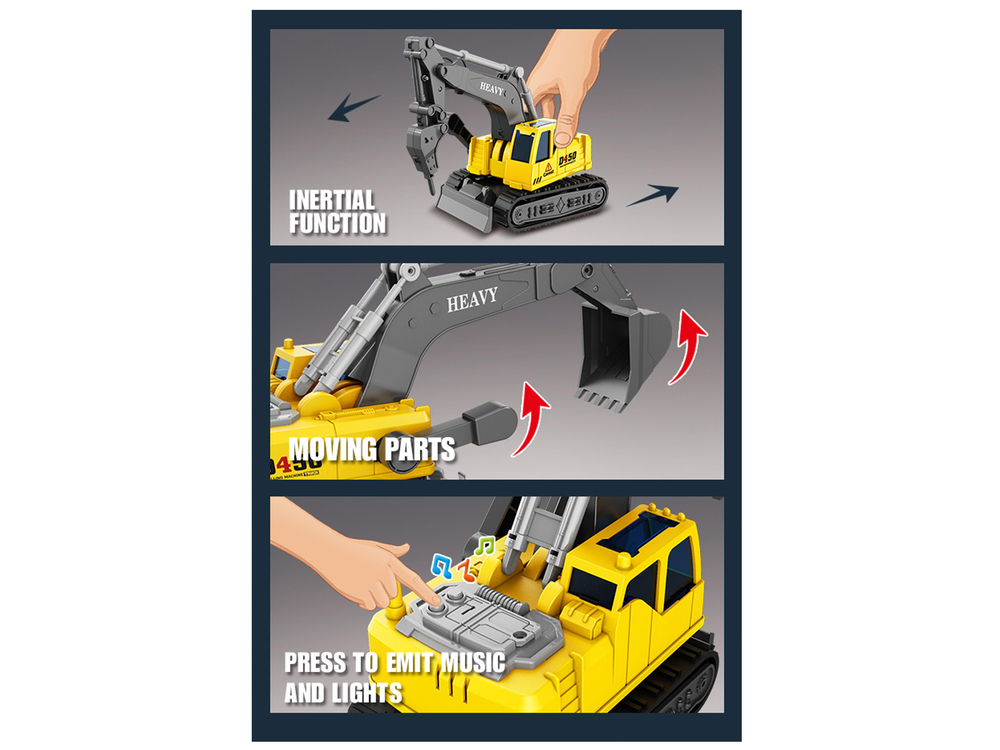 Caterpillar Excavator Bucket 1:16 Yellow Moving arm