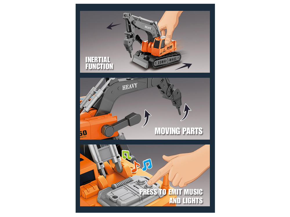 Caterpillar Excavator Drill 1:16 Orange Moving Arm