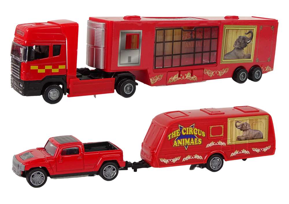 Circus Animals Vehicle Set The Circus Animals Truck + Car with Trailer