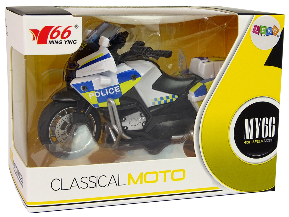 Police Motorcycle 1:14 Pull-Back Drive Sound Lights