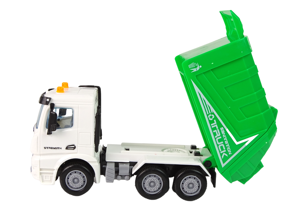 Rubbish Truck Set Road Signs Green Garbage Truck