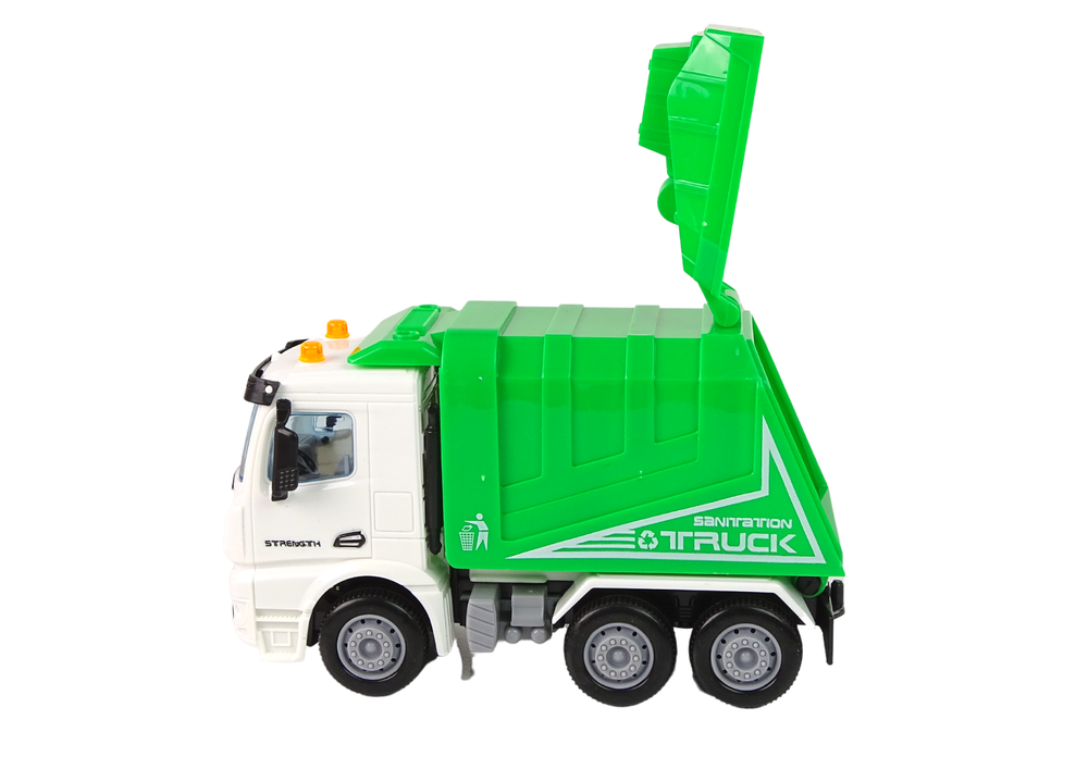 Rubbish Truck Set Road Signs Green Garbage Truck