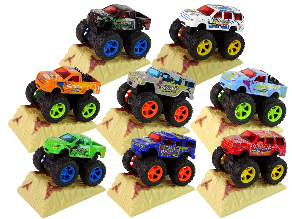 Resorak Monster Truck  Pull Back drive  Rubber tyres Metal body + Evolving Ramp