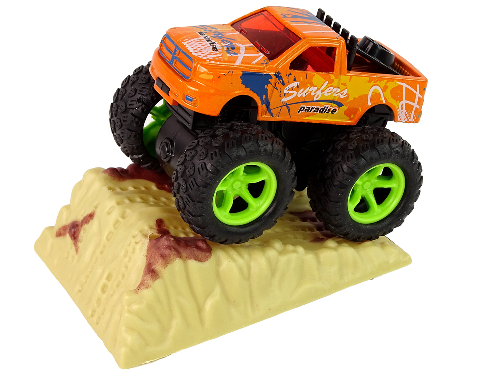 Resorak Monster Truck  Pull Back drive  Rubber tyres Metal body + Evolving Ramp