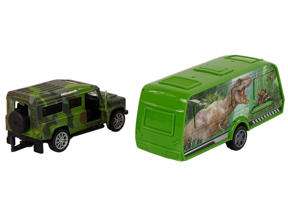 Jeep Vehicle Set with Pulling Dinosaur Trailer