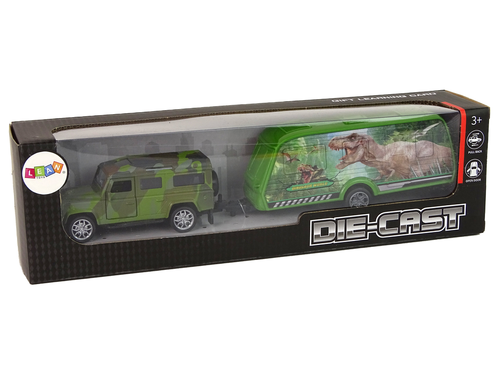 Jeep Vehicle Set with Pulling Dinosaur Trailer