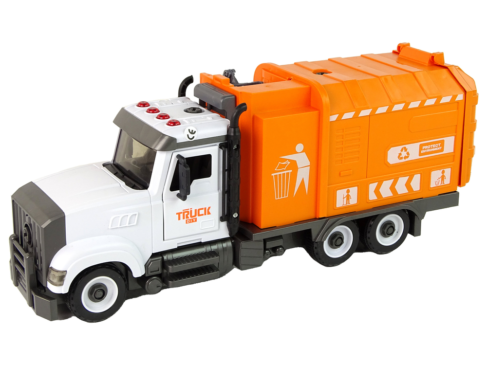 Garbage Truck for Unscrewing and Twisting Accessories Orange