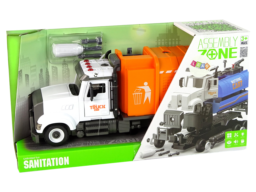 Garbage Truck for Unscrewing and Twisting Accessories Orange