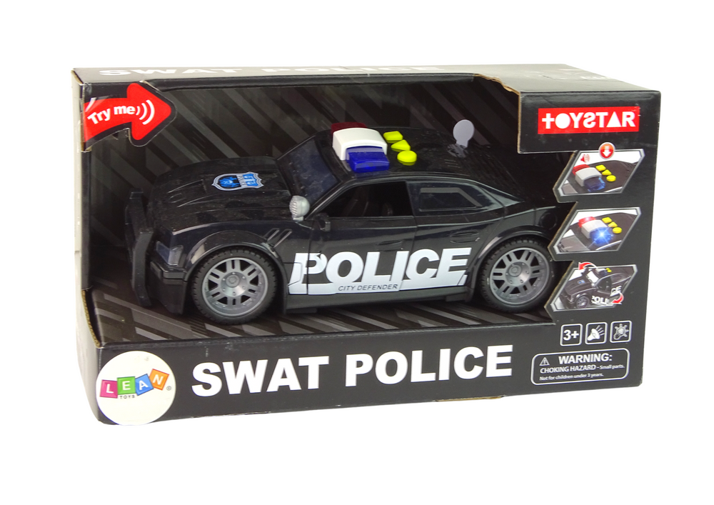 Car Police 1:14 Lights Sounds Black