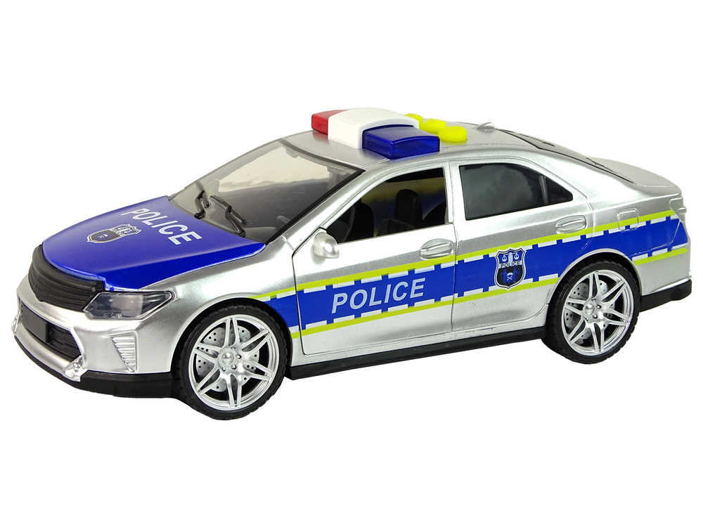 Police Car 1:14 Friction Drive Sounds Light Silver