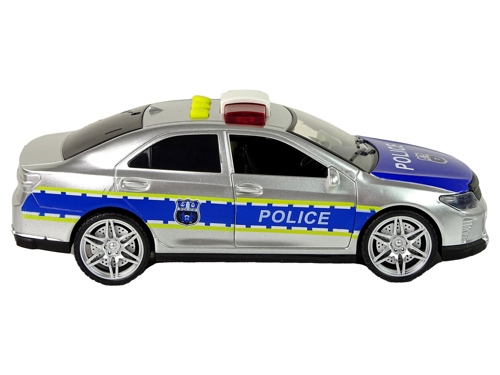 Police Car 1:14 Friction Drive Sounds Light Silver