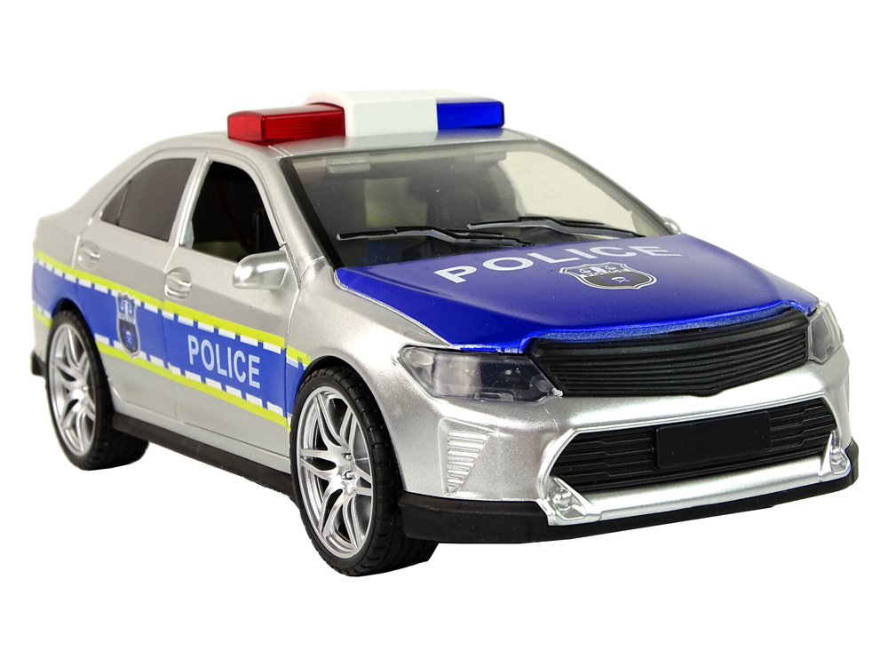 Police Car 1:14 Friction Drive Sounds Light Silver