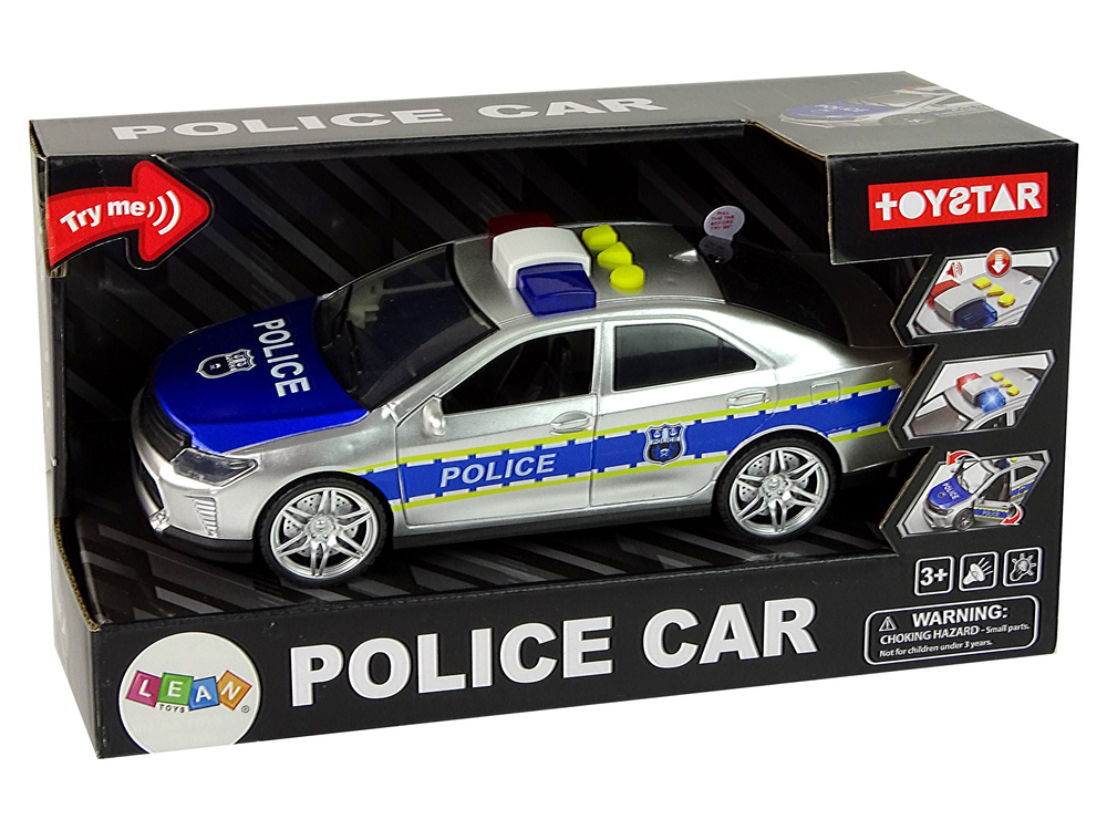 Police Car 1:14 Friction Drive Sounds Light Silver