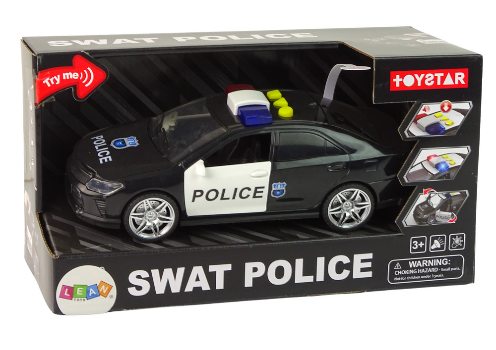 Car Police 1:14 Lights Sounds Black