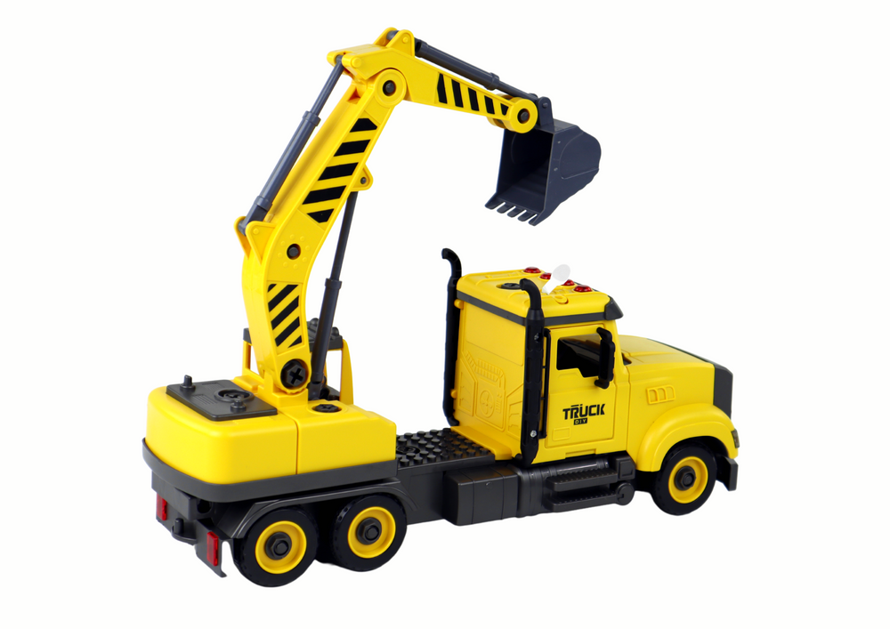 Crane Truck for Unscrewing and Turning Yellow