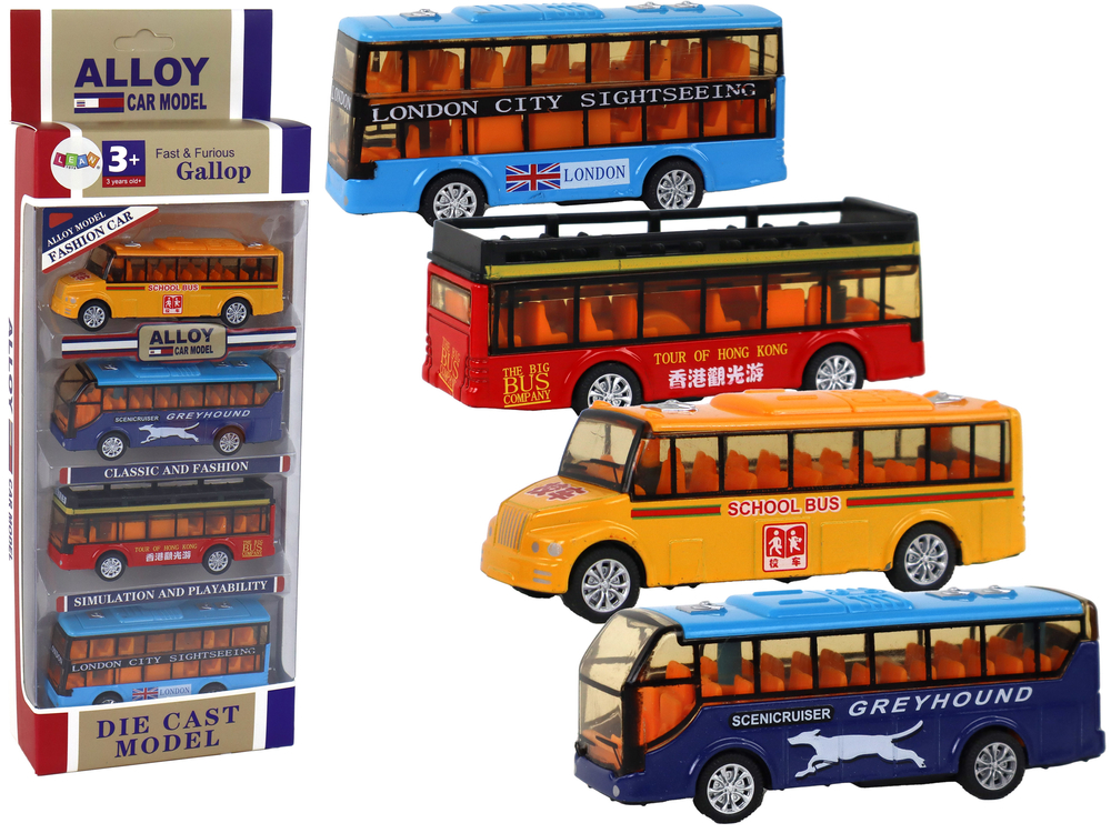 Set of Colorful Buses Faction System 4 Elements