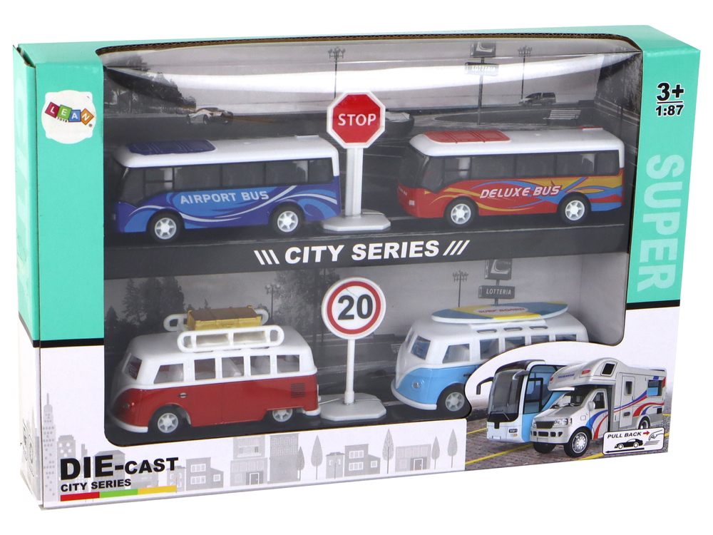 Campers Buses With Friction Drive 1:87 4 Pieces