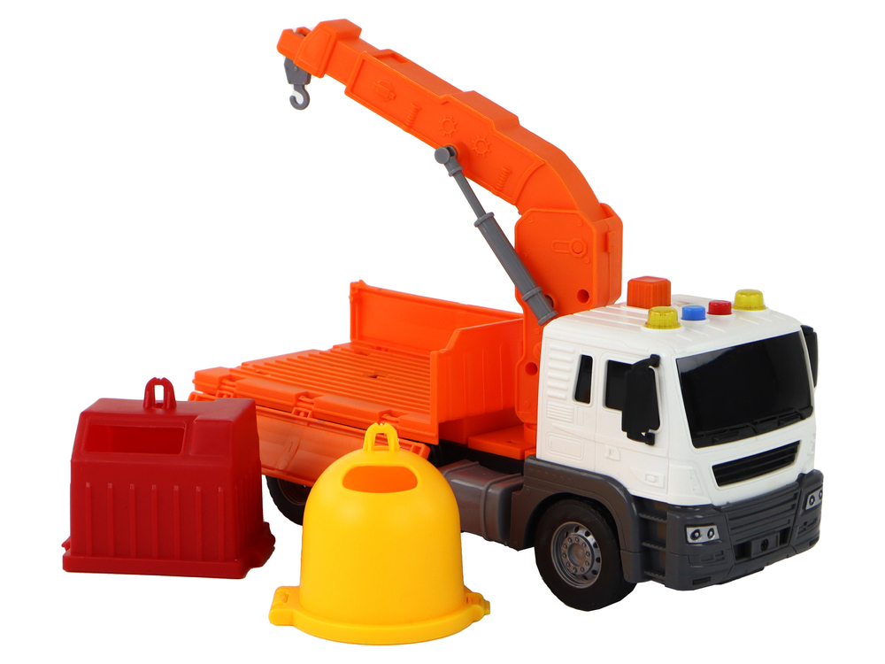 Garbage Truck With Crane Friction Drive Orange 1:16