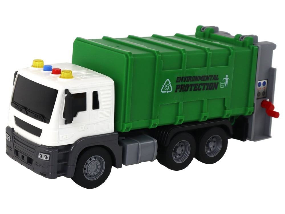 Garbage Truck With Crane Friction Drive Green 1:16