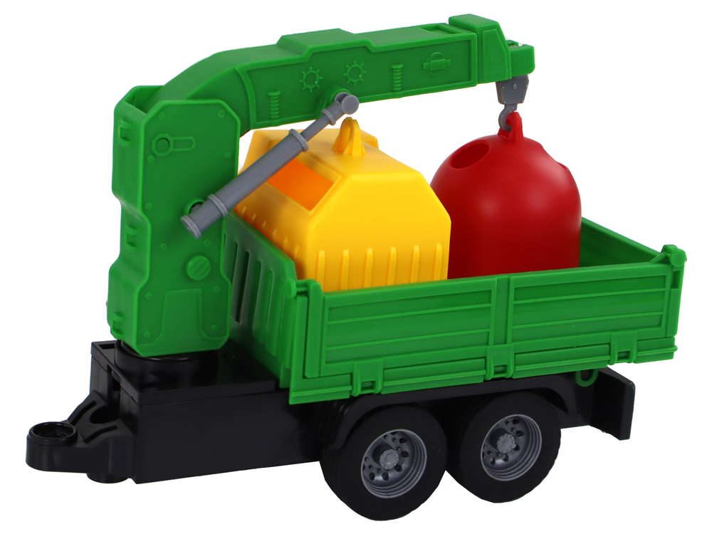 Garbage Truck With Crane Friction Drive Green 1:16