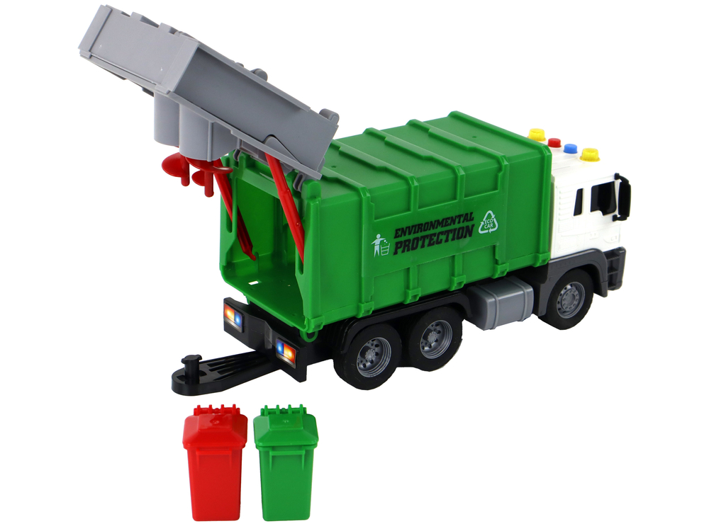 Garbage Truck With Crane Friction Drive Green 1:16