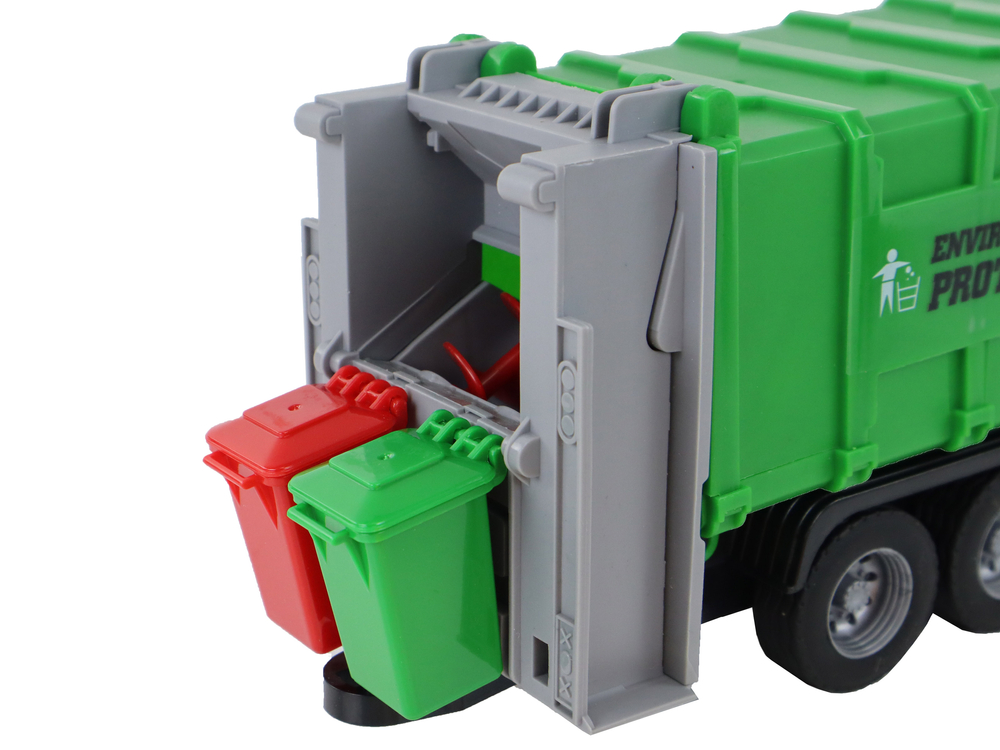 Garbage Truck With Crane Friction Drive Green 1:16