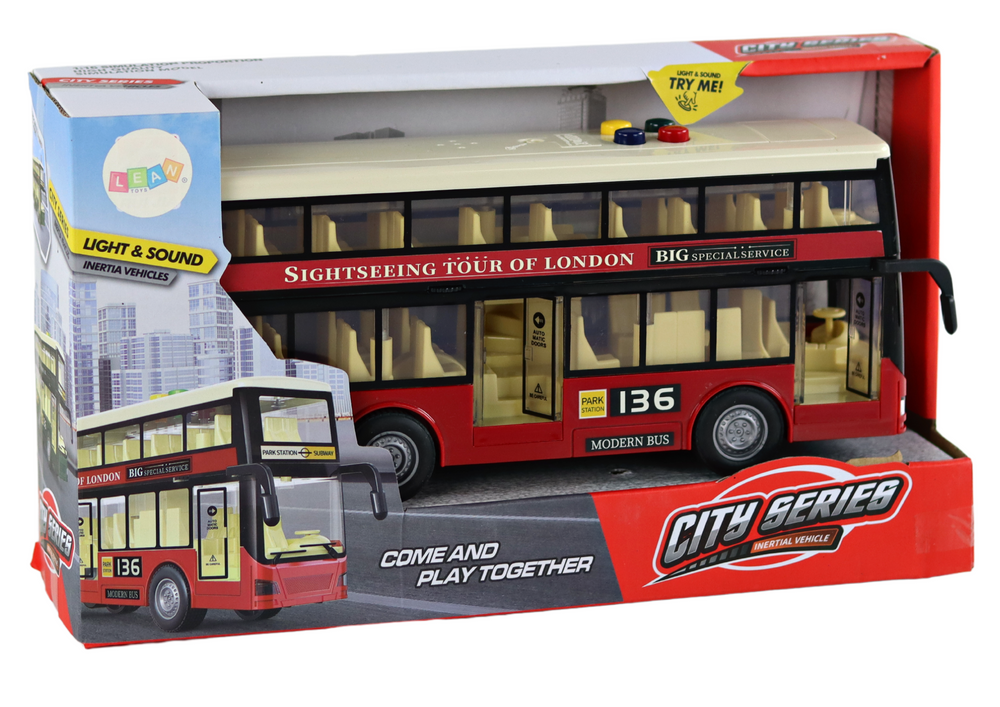 Double Decker City Bus Lights Sounds Red 1:16