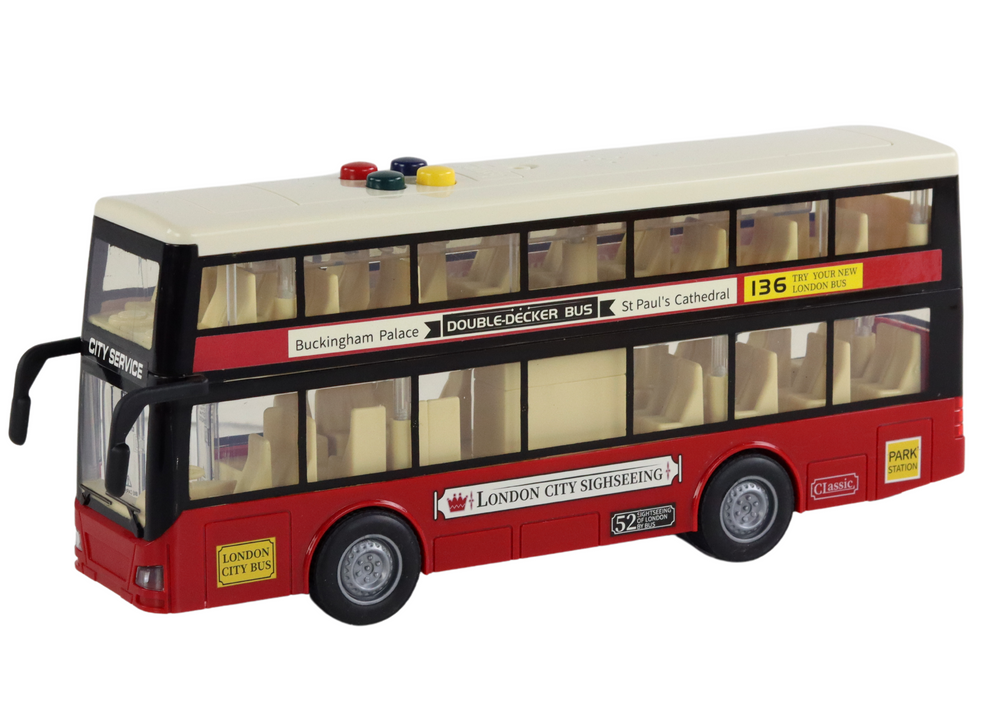 Double Decker City Bus Lights Sounds Red 1:16