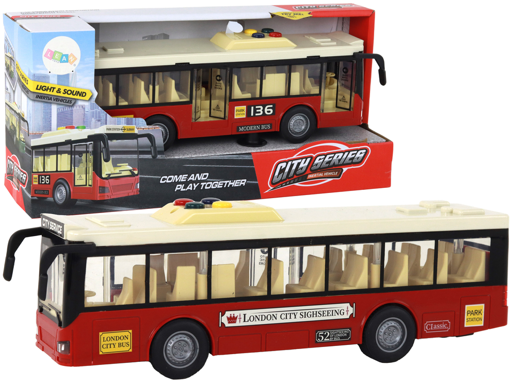 Battery Powered Bus Lights Sounds Red City 1:16